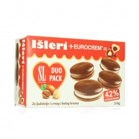 Two layers biscuit filled with hazelnut cream EURO 250gr