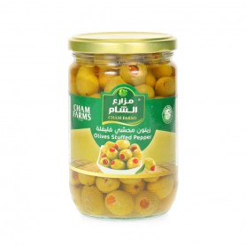 Green Olives(with pepper )Cham Farms  900/500Gr