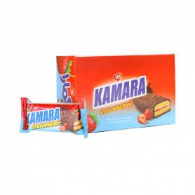Cake stuffed with vanilla-flavored cream and strawberry jam and covered with cocoa  KAMARA 12 pieces