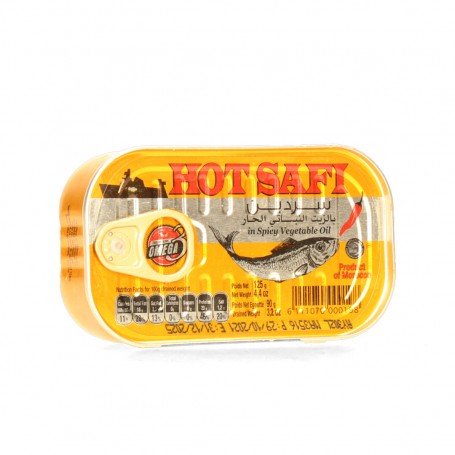 Sardin in Spicy Vegetable Oil HOT SAFI 125Gr