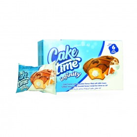 Cake with chocolate flavor and stuffed with milk cream Cake Time 6 pieces