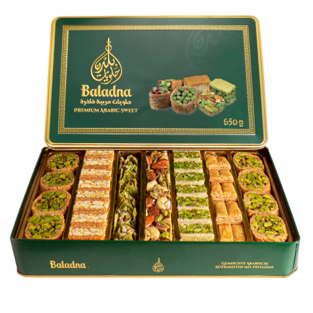 Gemischte arabische Süßigkeiten mit Pistazien Baladna 1150/650Gr