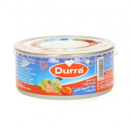 Tuna chunks in pure soybean oil Hot Chilli Durra 160Gr