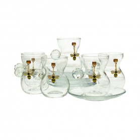 Set of 6 brooch tea glasses with plate