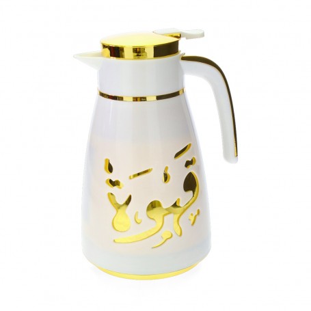 White tea and coffee thermos with a glass heart