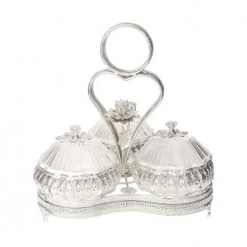 Three-Tier Metal Serving Stand with Handle.