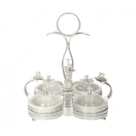 Four-Tier Metal Serving Stand with Handle.