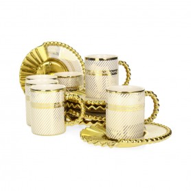Porcelain Coffee Cup Set with Plain Textured Saucer.