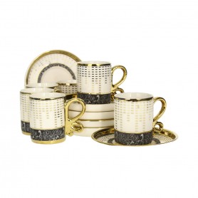 Porcelain Coffee Cup Set with Plain Textured Saucer.