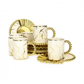 Porcelain Coffee Cup Set with Plain Textured Saucer.