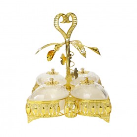 Four-Tier Metal Serving Stand with Handle.