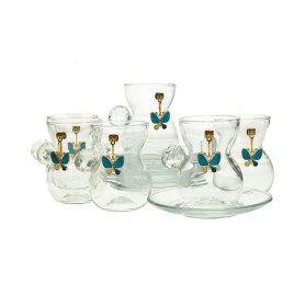 Set of 6 brooch tea glasses with plate