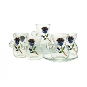 Set of 6 embossed rose tea glasses with plate