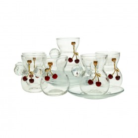 Set of 6 brooch tea glasses with plate
