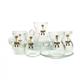 Set of 6 brooch tea glasses with plate