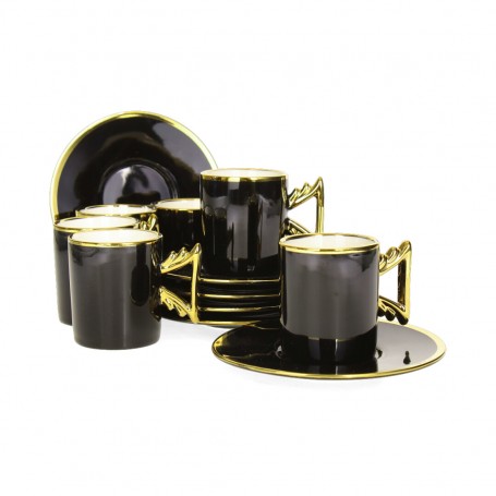 Plain Gold-Plated Porcelain Coffee Cup Set.