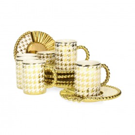 Porcelain Coffee Cup Set with Plain Textured Saucer.