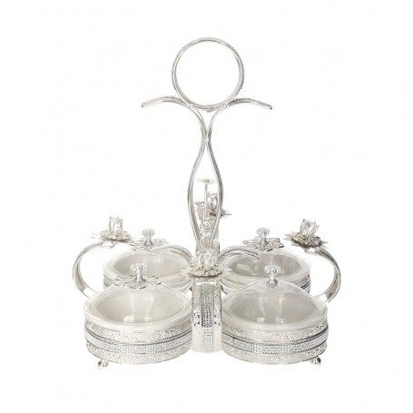 Four-Tier Metal Serving Stand with Handle.