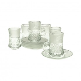 12 pieces of high-faceted tea glasses with saucers