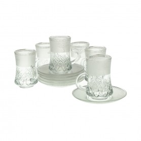 12 pieces of high-faceted tea glasses with saucers