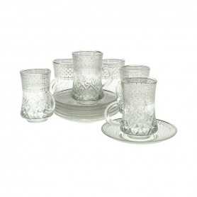 12 pieces of high-faceted tea glasses with saucers
