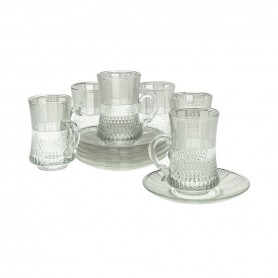12 pieces of high-faceted tea glasses with saucers