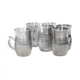 6 pieces of colored faceted tulip-shaped tea glasses