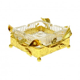Glass Ashtray with Metal Holder.