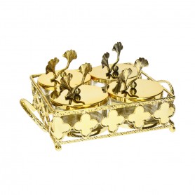 Metal nut tray with a square glass plate