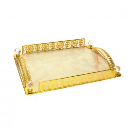 Luxury Metal Serving Tray with Glass Base.