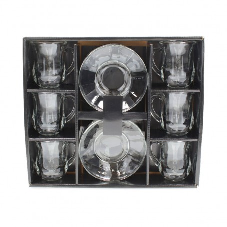 كاسات شاي يد مع صحن 6 قطع