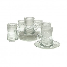 12 pieces of high-faceted tea glasses with saucers