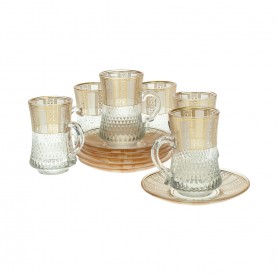 12 pieces of high-faceted tea glasses with saucers