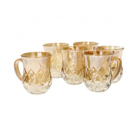 كاسات شاي محجر ملون طلس عدد 6