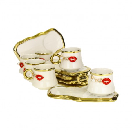 12 pieces of high coffee cups with a brooch