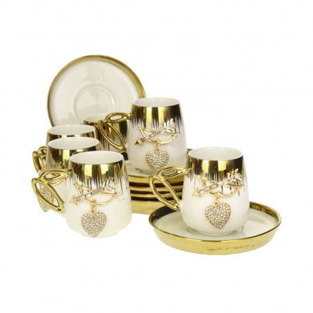 12 pieces of high coffee cups with a brooch