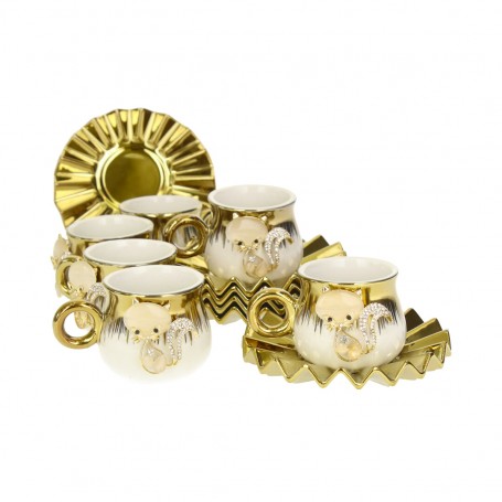 12 pieces of high coffee cups with a brooch
