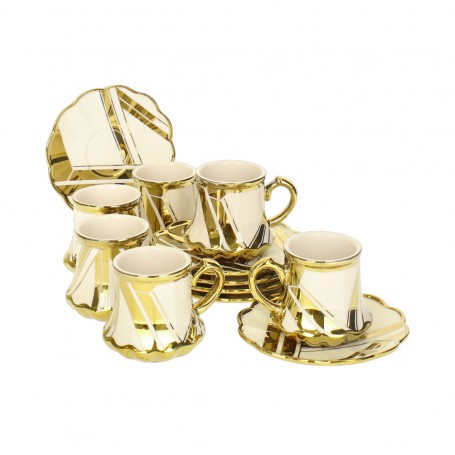 12 pieces of coffee cups with round saucers