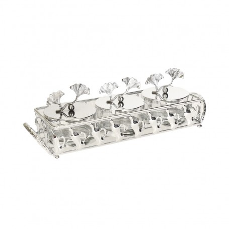 صينية مكسرات معدن صحن زجاج ثلاثية