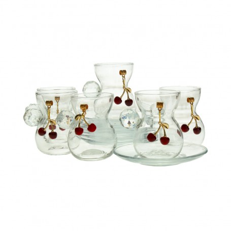 طقم 6 كاسات شاي بروش مع طبق