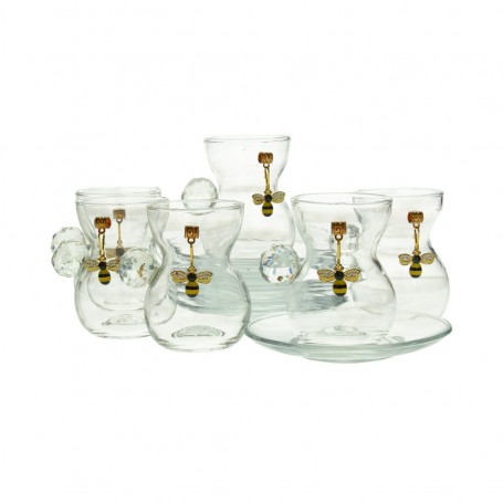 طقم 6 كاسات شاي بروش مع طبق