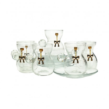 طقم 6 كاسات شاي بروش مع طبق