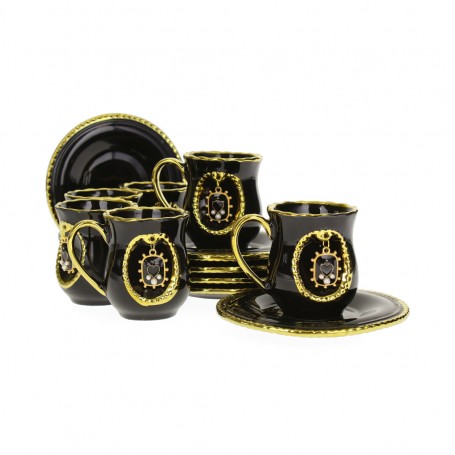 Porcelain embossed rose coffee cup set