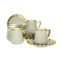 Striped and Gold-Plated Porcelain Coffee Cup Set.