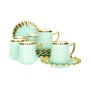 Striped and Gold-Plated Porcelain Coffee Cup Set.