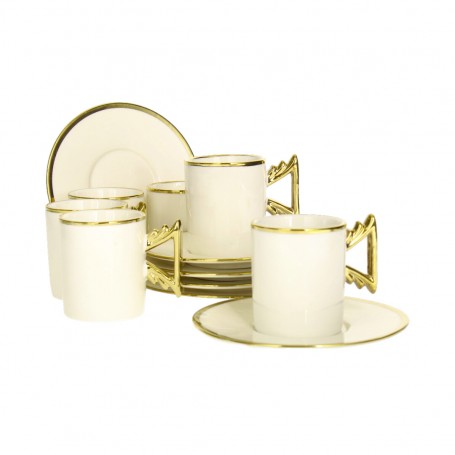 Plain Gold-Plated Porcelain Coffee Cup Set.