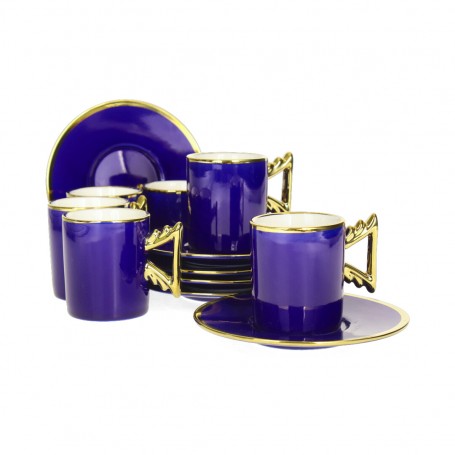 طقم فناجين قهوة بورسلان سادة مدهب