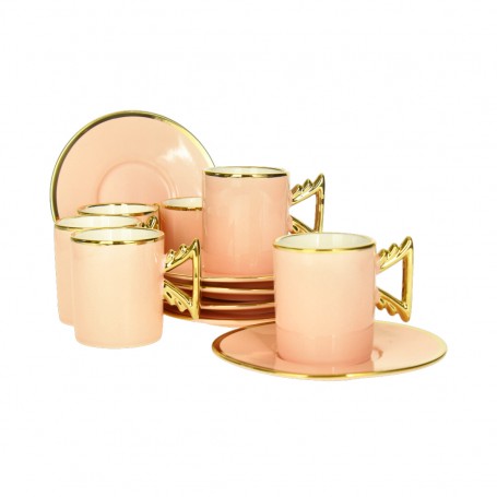 Plain Gold-Plated Porcelain Coffee Cup Set.