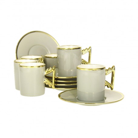 Plain Gold-Plated Porcelain Coffee Cup Set.
