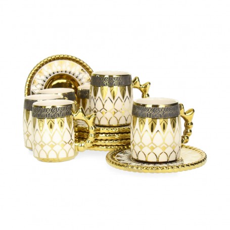 Porcelain Coffee Cup Set with Plain Textured Saucer.